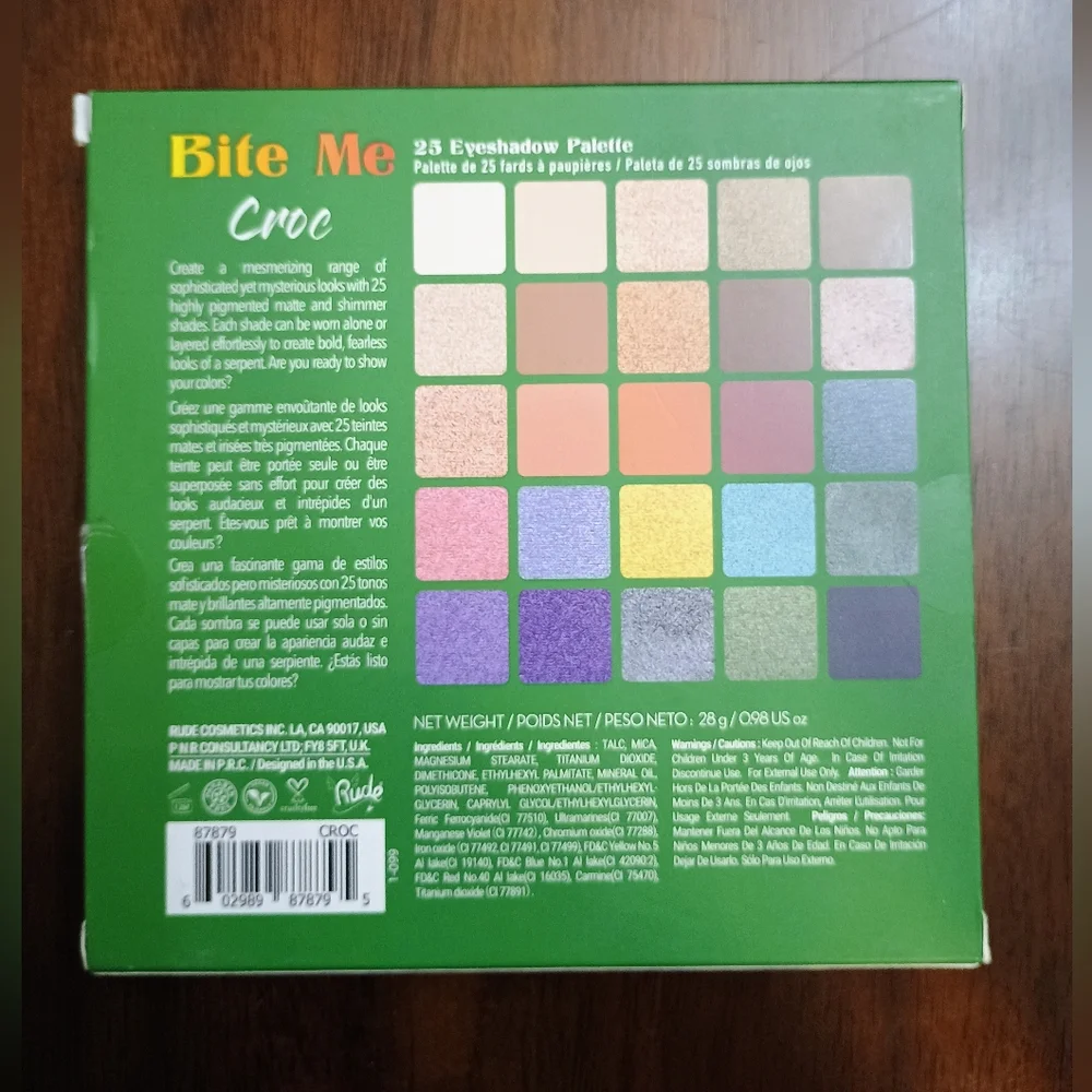 Rude Bite Me 25 Eyeshadow Palette, Croc